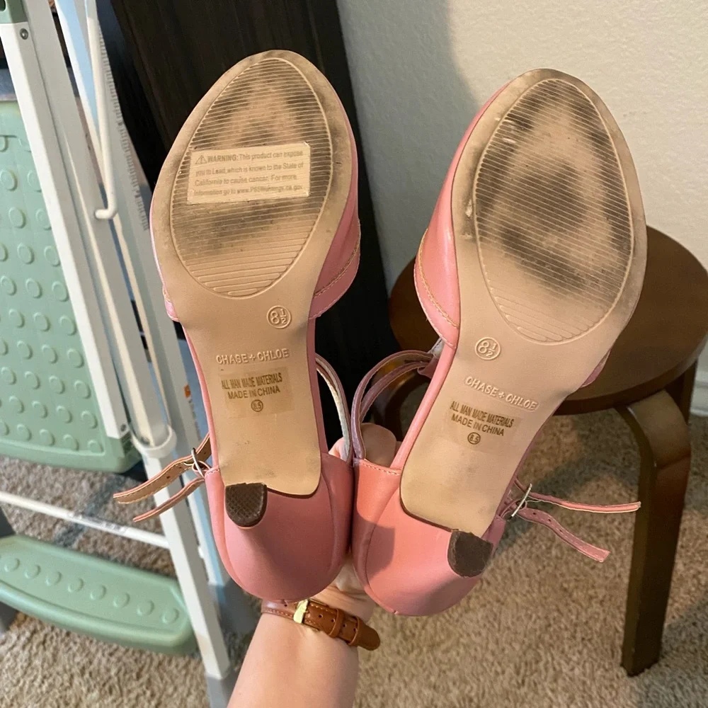 Chase + Chloe Blush Pink T-Strap Heels - Picture 7 of 8